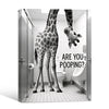 Black White Giraffe Are You Pooping Funny Quote Canvas Wall Art Humorous Animal Bathroom Wall Decor