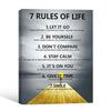 Inspirational 7 Rules of Life Canvas Wall Art, Calm Nature Pier Background Motivational Framed Print for Bedroom Study