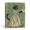Vintage Black Cat Coffee Cup Canvas Wall Art