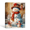 Vintage Big and Little Snowmen Rustic Christmas Framed Wall Art