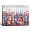 Red White Blue Wildflower White Picket Fence Canvas Wall Art, Patriotic Floral Farmhouse Framed Canvas Print, 4th of July Home Decor