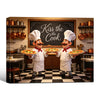 Kiss The Cook Cartoon Chef Pizza Canvas Wall Art