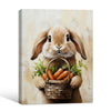 Lop‑Eared Rabbit Holding Carrot Basket Canvas Wall Art