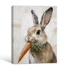 Vintage Bunny Eating Carrot Neutral Canvas Wall Art
