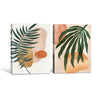 Set of 2 Palm Leaf Boho Botanical Canvas Wall Art Neutral Terracotta Decor