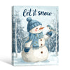 Let It Snow Snowman Framed Wall Art Cute Christmas Winter Farmhouse Print