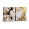 2 Piece Modern Cream Taupe Gold Leaf Abstract Canvas Prints Thick Texture Contemporary Neutral Luxury Wall Art