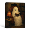 Vintage Reading Ghost Black Cat Library Halloween Framed Wall Art Print