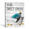 Hello Sweet Cheeks Sea Turtle Canvas, Rustic Funny Bathroom Wall Decor