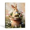 Bunny in Terracotta Pot Wildflowers Easter Egg Canvas Wall Art