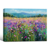 Vibrant Purple Wildflower Meadow Canvas Wall Art Impressionist Country Home Decor