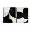 Set of 2 Black and Off White Curved Shape Abstract Canvas Wall Art Textured Mid Century Modern Framed Wall Decor Living Room Bedroom