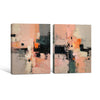 2 Piece Blush Pink Grey Black Textured Abstract Canvas Prints Warm Tone Impasto Oil Painting Style Neutral Wall Art