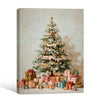 Pastel Christmas Tree & Gifts Framed Wall Art Vintage Oil Painting Print