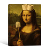 Quirky Mona Lisa Bathroom Parody Canvas Wall Art, Toilet Paper Crown Toilet Brush Funny Altered Art Poster