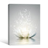 Glowing White Lotus Canvas Wall Art, Sparkling Star Water Lily Print, Minimalist Zen Floral Vertical Wall Decor for Bedroom Spa Yoga Room