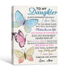 To My Daughter Canvas Print from Mom, Watercolor Butterfly Inspirational Letter Wall Art Gift