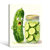 Funny Surprised Pickle Cucumber Watercolor Framed Wall Art Print