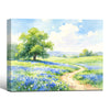 Spring Blue Wildflower Meadow Canvas Wall Art Watercolor Country Home Decor