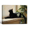 Vintage Black Cat Window Sill Framed Wall Art Print