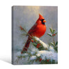 Red Cardinal Bird Framed Wall Art Vintage Oil Painting Christmas Winter Print