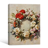 Vintage Red Carnation White Rose Flower Wreath Canvas Wall Art