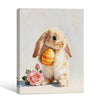 Lop Ear Bunny Holding Easter Egg Pink Rose Canvas Wall Art