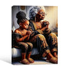 African American Grandmother Granddaughter Praying Canvas Print, Black Family Faith Religious Portrait Wall Art