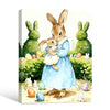 Watercolor Mother Baby Bunny Easter Garden Canvas Wall Art