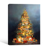 Book Stack Christmas Tree Framed Wall Art Vintage Oil Painting Holiday Print
