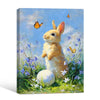 Golden Bunny Easter Egg Bluebell Flowers Butterflies Canvas Wall Art