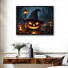 Witch Hat Glowing Jack O Lantern Haunted Castle Halloween Canvas Wall Art