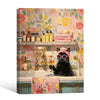 Funny Black Cat Bath Canvas Art | Whimsical Bathroom Wall Decor