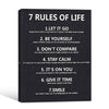 7 Rules Of Life Motivational Framed Canvas Wall Art, Inspirational Typography Quote Print for Home Office Decor