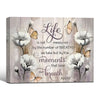 Positive Saying Wall Print, Life Moments Quote White Poppy Butterfly Canvas for Living Room Bedroom Decor