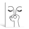 Abstract One Line Art Pinching Nose Face Canvas Wall Art Minimalist Funny Bathroom Wall Decor