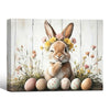 Floral Crown Winking Easter Bunny Canvas Wall Art