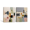 Set of 2 Neutral Pastel Textured Abstract Canvas Wall Art Organic Modern Decor
