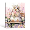 Watercolor Lop Bunny Flower Crown Rose Garden Bench Canvas Wall Art