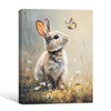 Bunny and Butterfly Meadow Canvas Print, Spring Farmhouse Wall Art