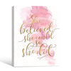She Believed She Could So She Did Framed Motivational Wall Art Pink Watercolor Quote Print