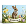 Easter Bunny Spring Floral Canvas Wall Art