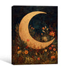 Antique Botanical Crescent Moon Canvas Wall Art Boho Celestial Home Decor