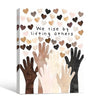 Inspirational Equality Wall Decor, Multi Skin Tone Raised Hands & Neutral Hearts With Quote We Rise By Lifting Others, Unity Diversity Kindness Vertical Canvas Artwork For Classroom Office Home