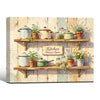 Rustic Herb Plant Kitchen Shelf Wall Decor Canvas Print