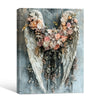 Romantic Flower Angel Wings Wall Print, Antique Floral Angel Wing Canvas for Living Room Bedroom Farmhouse Decor