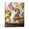 Brown Bunny Wicker Basket Daffodils Easter Eggs Canvas Wall Art