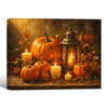 Rustic Fall Pumpkin Lantern Candle Canvas Wall Art