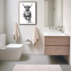 Novelty Highland Cow Wall Canvas, Funny Farm Animal Sitting On Toilet Reading Newspaper Artwork, Rustic Powder Room Decor