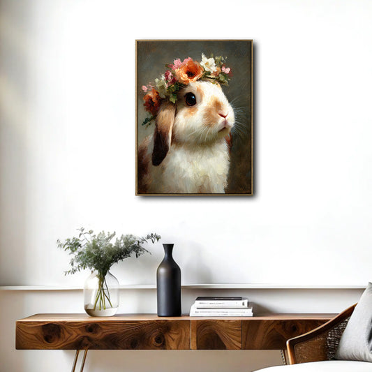Flower Crown Bunny Canvas Wall Art
